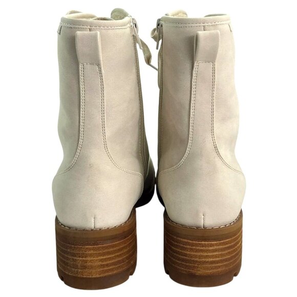Bull Boxer Off-White Lace-Up Ankle Boots With Chunky Heel & Side Zip Womens 9 NW - Picture 3 of 8